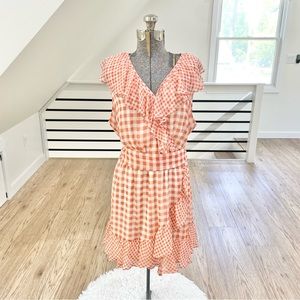 XL 2X NWT LC Lauren Conrad coral pink orange checkered, sleeveless dress
